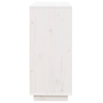 Credenza Bianca 74x35x80 cm in Legno Massello di Pino - homemem39