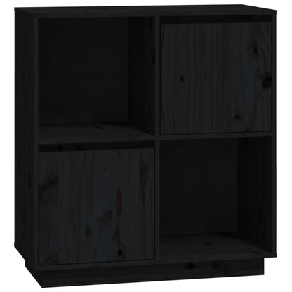 Credenza Nera 74x35x80 cm in Legno Massello di Pino - homemem39