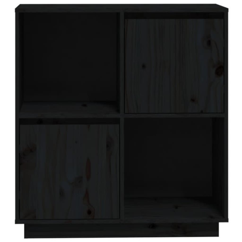 Credenza Nera 74x35x80 cm in Legno Massello di Pino - homemem39