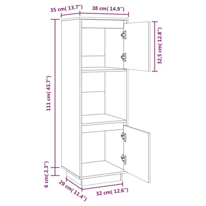 Credenza Bianca 38x35x117 cm in Legno Massello di Pino - homemem39