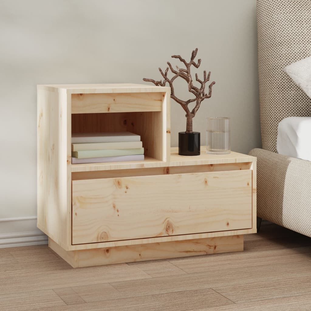 Comodini 2 pz 60x34x51 cm in Legno Massello di Pino - homemem39