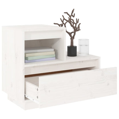 Comodini Bianchi 2 pz 60x34x51 cm in Legno Massello di Pino - homemem39