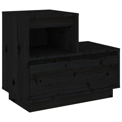 Comodini Neri 2 pz 60x34x51 cm in Legno Massello di Pino - homemem39