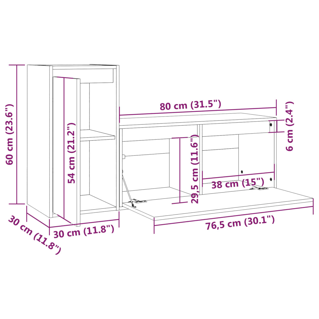 Mobili Porta TV 2 pz Marrone Miele in Legno Massello di Pino - homemem39