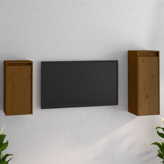 Mobili Porta TV 2 pz Miele in Legno Massello di Pino - homemem39