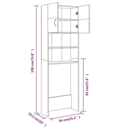 Mobile per Lavatrice Rovere Fumo 64x25,5x190 cm - homemem39