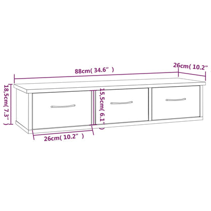 Mobile a Muro Grigio Sonoma 88x26x18,5 cm in Legno Multistrato - homemem39