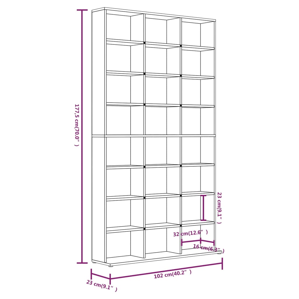 Mobile Porta CD Rovere Fumo 102x23x177,5 cm Legno Multistrato - homemem39