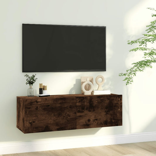 Mobile TV a Parete Rovere Fumo 100x30x30cm Legno Ingegnerizzato - homemem39