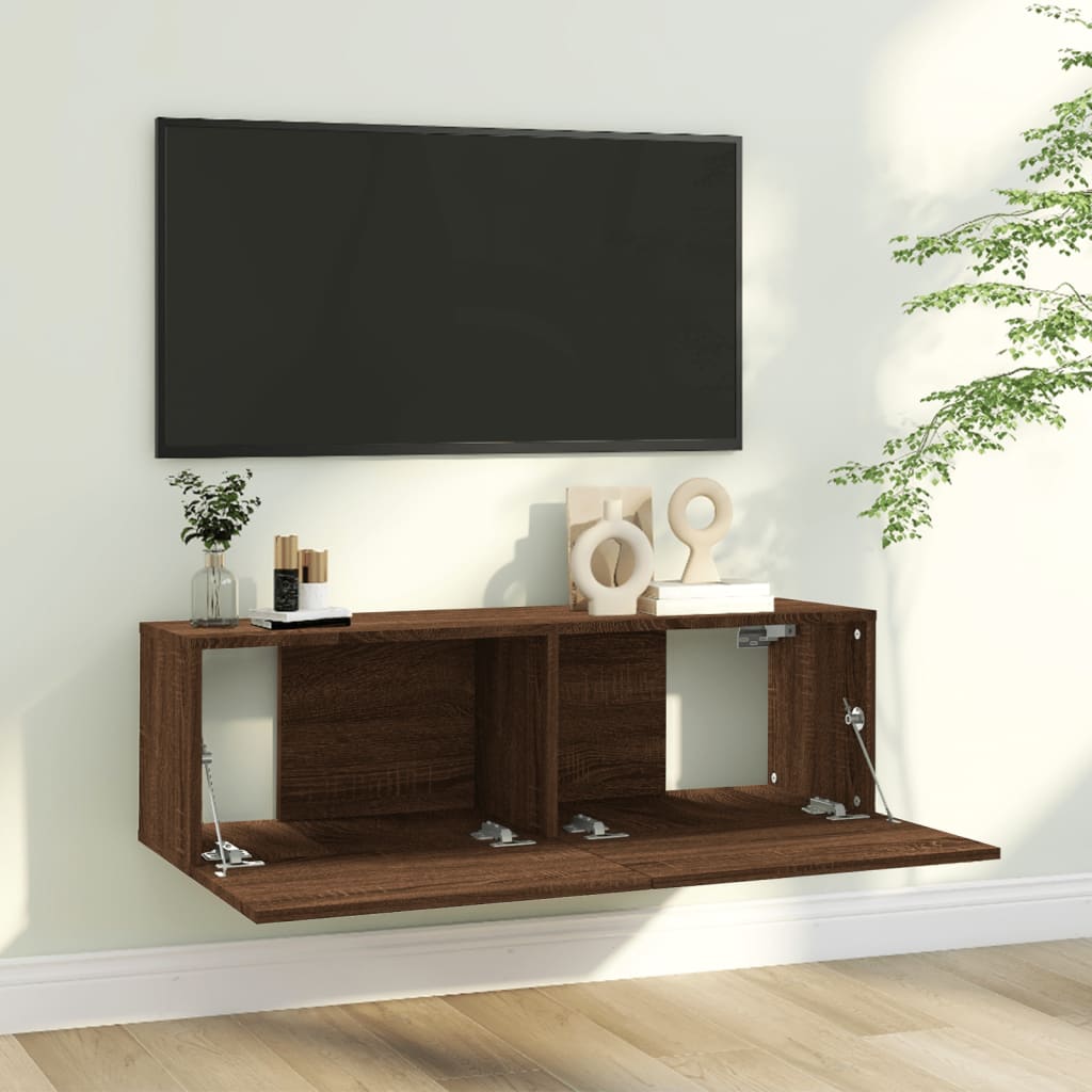 Mobile TV Muro Rovere Marrone 100x30x30cm Legno Ingegnerizzato - homemem39