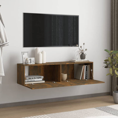 Mobile TV a Parete Rovere Fumo 120x30x30cm Legno Ingegnerizzato - homemem39