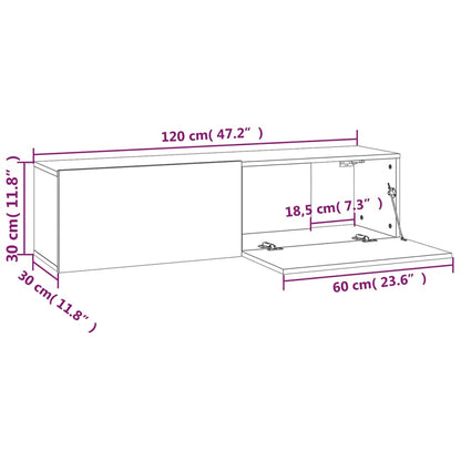 Mobile TV a Parete Rovere Fumo 120x30x30cm Legno Ingegnerizzato - homemem39