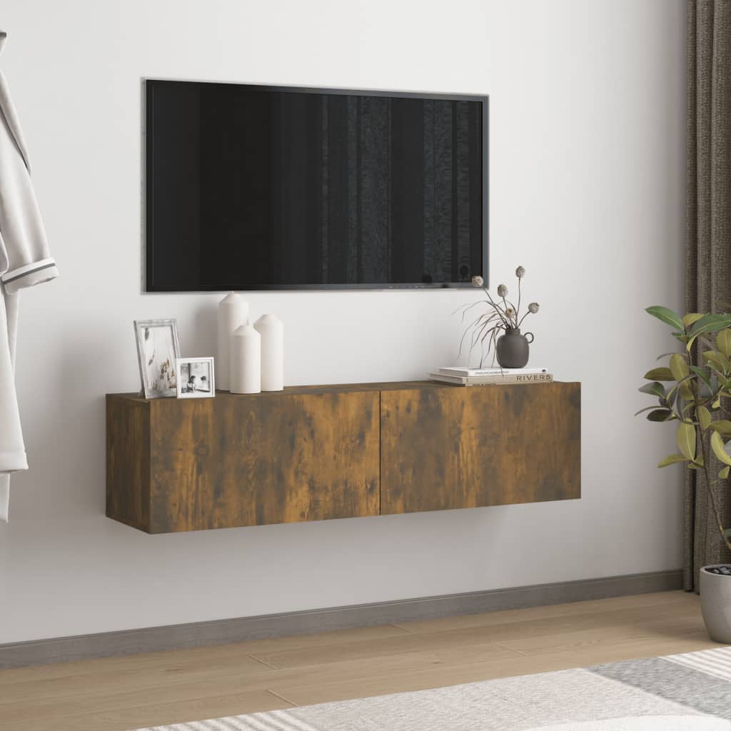 Mobile TV a Parete Rovere Fumo 120x30x30cm Legno Ingegnerizzato - homemem39