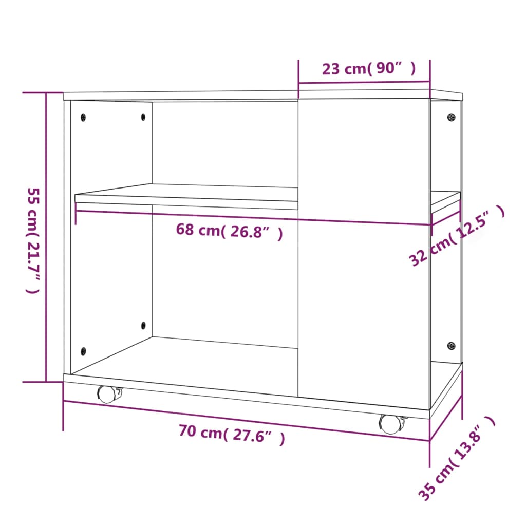 Tavolino da Salotto Rovere Marrone 70x35x55cm Legno Multistrato - homemem39