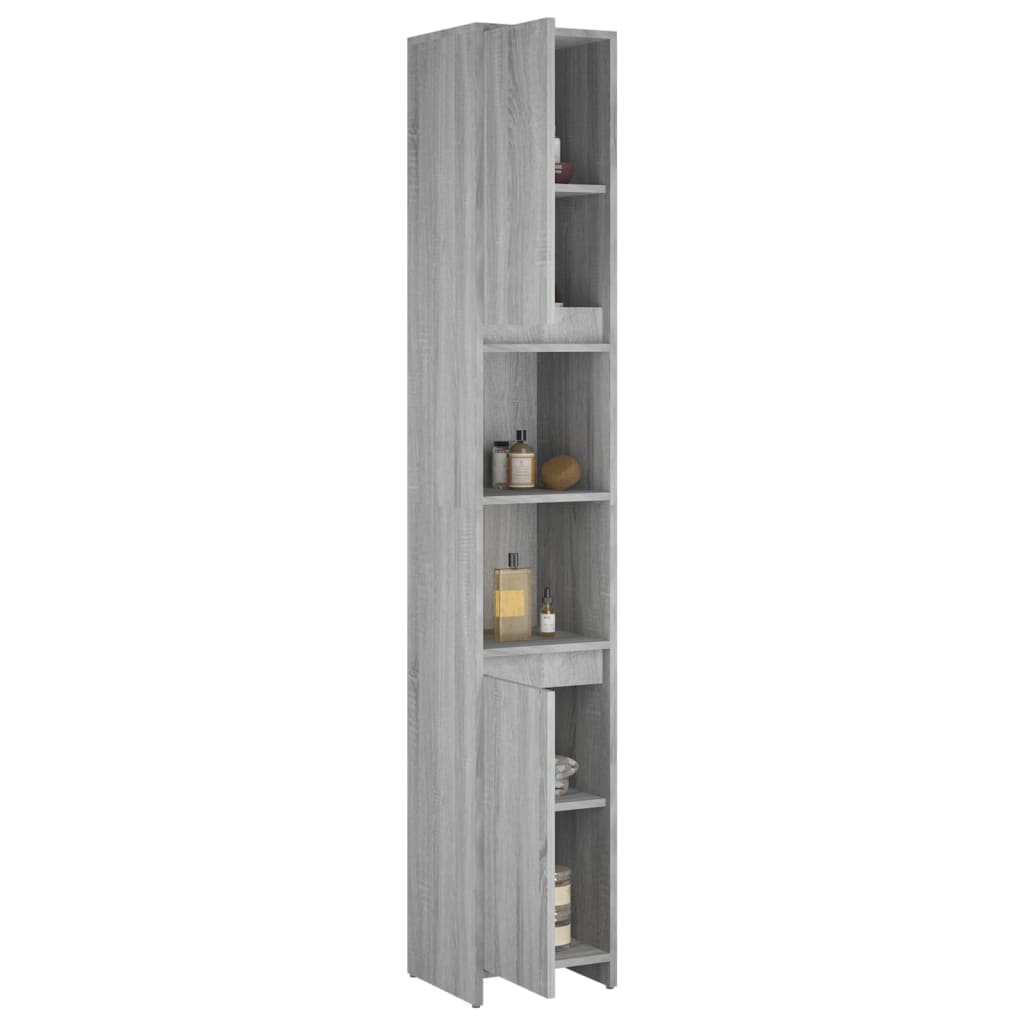 Armadio Bagno Rovere Grigio 30x30x183,5cm Legno Ingegnerizzato - homemem39