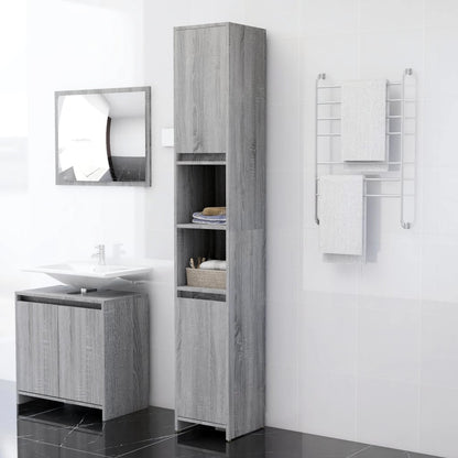 Armadio Bagno Rovere Grigio 30x30x183,5cm Legno Ingegnerizzato - homemem39