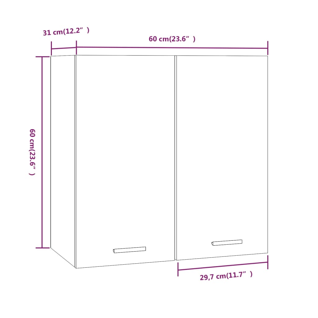 Mobile Pensile Rovere Fumo 60x31x60 cm in Legno Ingegnerizzato - homemem39