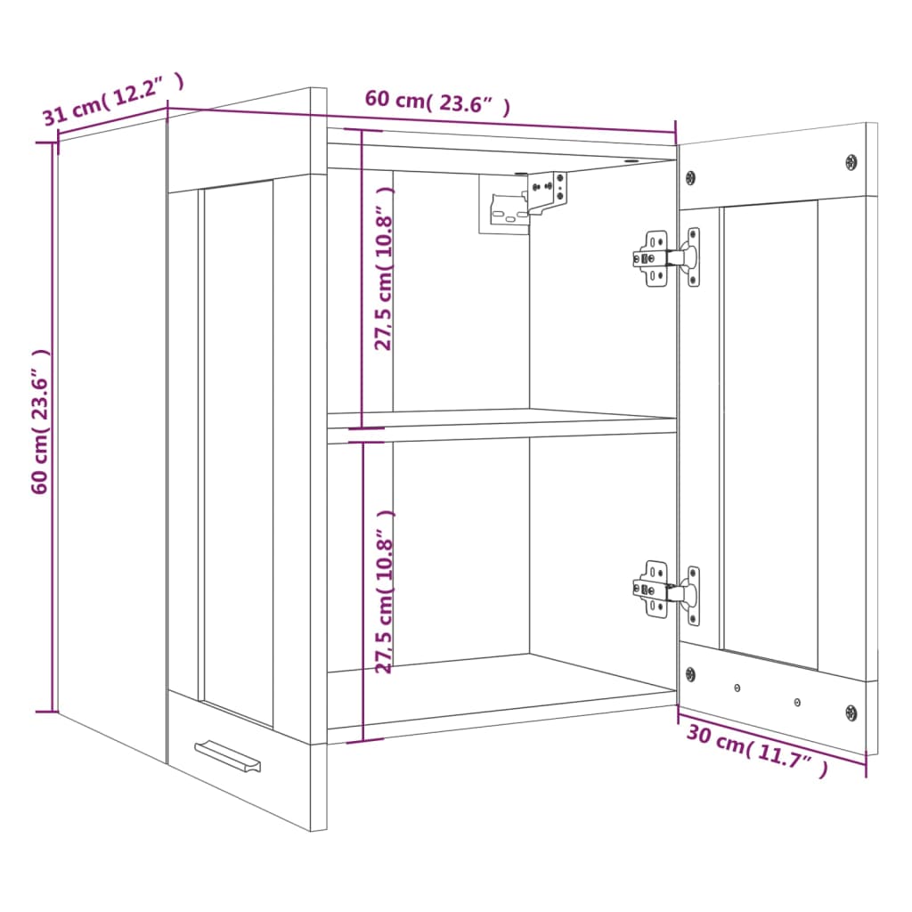 Pensile in Vetro Rovere Fumo 60x31x60 cm Legno Multistrato - homemem39