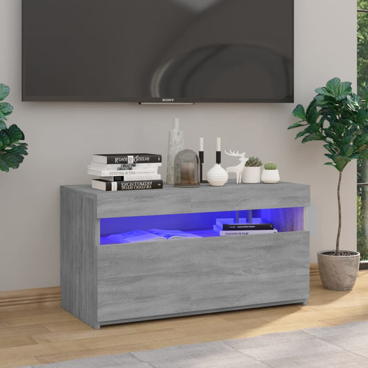 Mobile Porta TV con Luci LED Grigio Sonoma 75x35x40 cm - homemem39