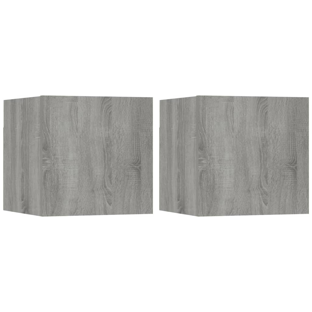 Armadietti TV Montati a Parete 2pz Grigio Sonoma 30,5x30x30 cm - homemem39