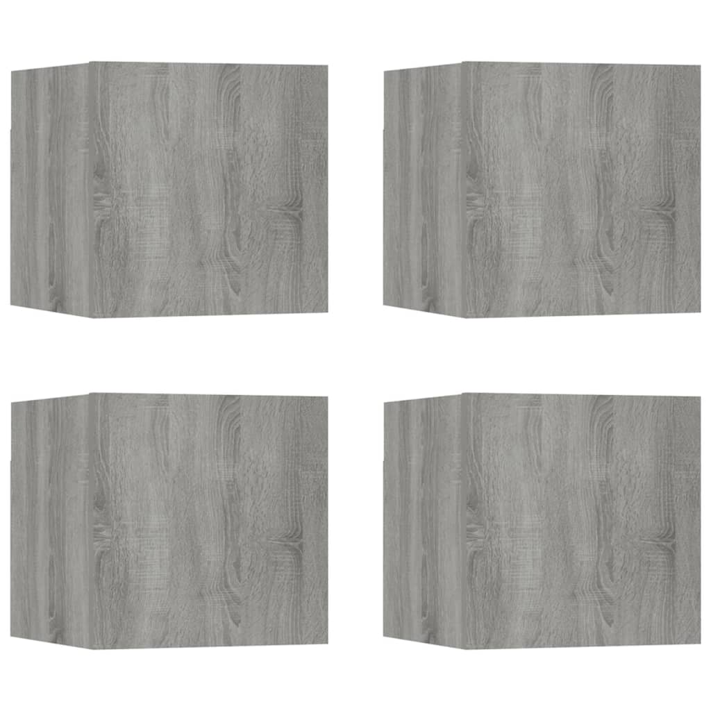 Armadietti TV Montati a Parete 4 pz Grigio Sonoma 30,5x30x30 cm - homemem39