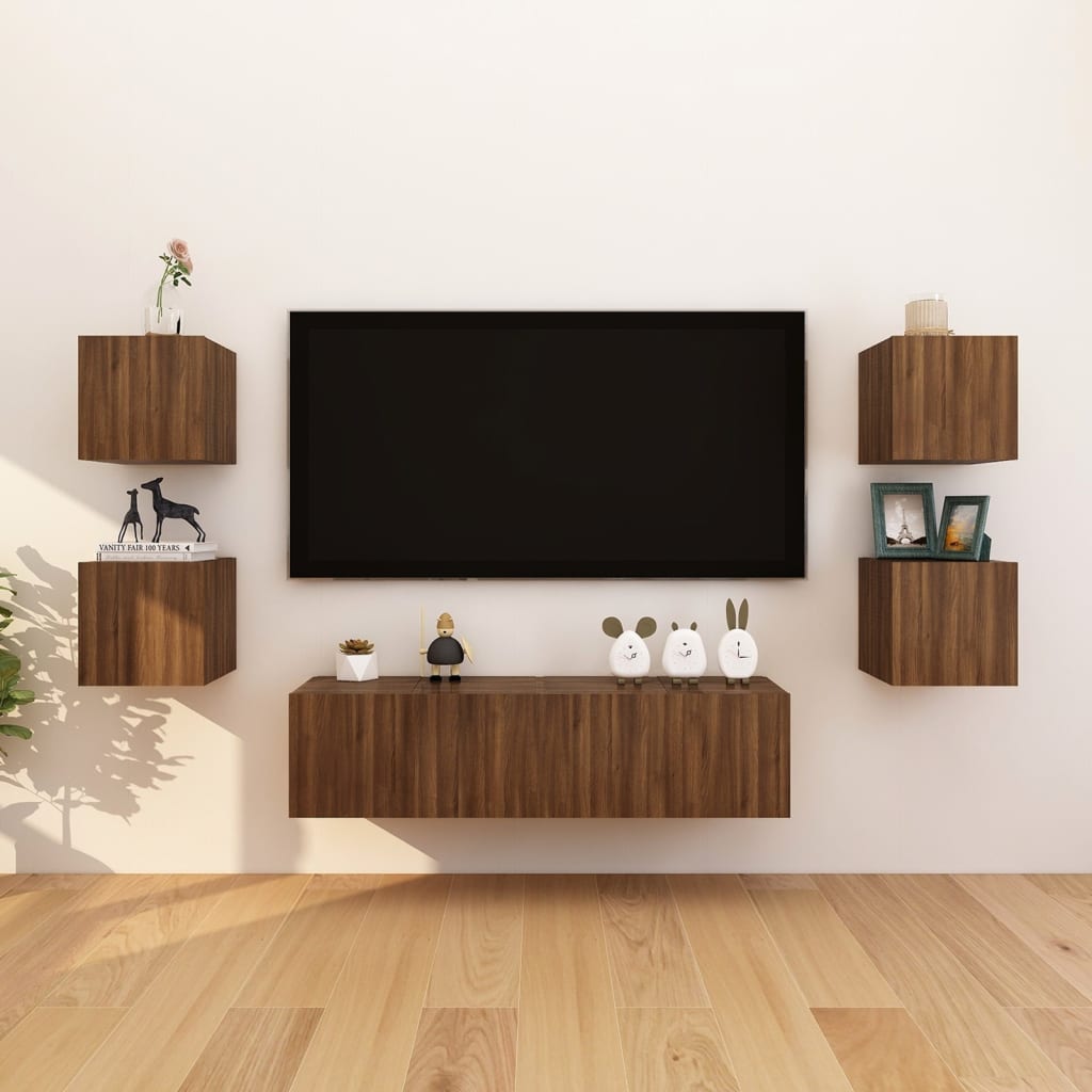 Armadietto TV Montato a Parete Rovere Marrone 30,5x30x30 cm - homemem39