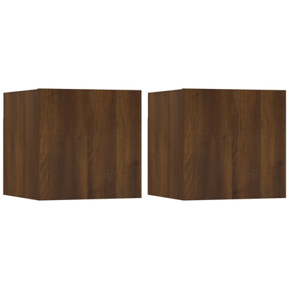 Armadietti TV Montati a Parete 2pz Rovere Marrone 30,5x30x30 cm - homemem39