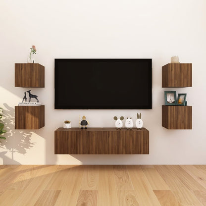 Armadietti TV Montati a Parete 2pz Rovere Marrone 30,5x30x30 cm - homemem39