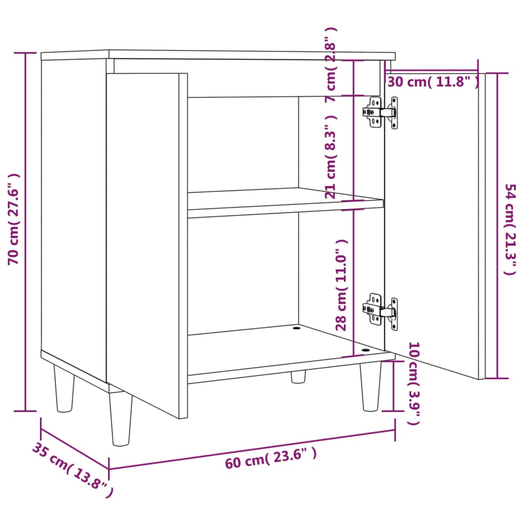 Credenza Rovere Fumo 60x35x70 cm in Legno Multistrato - homemem39