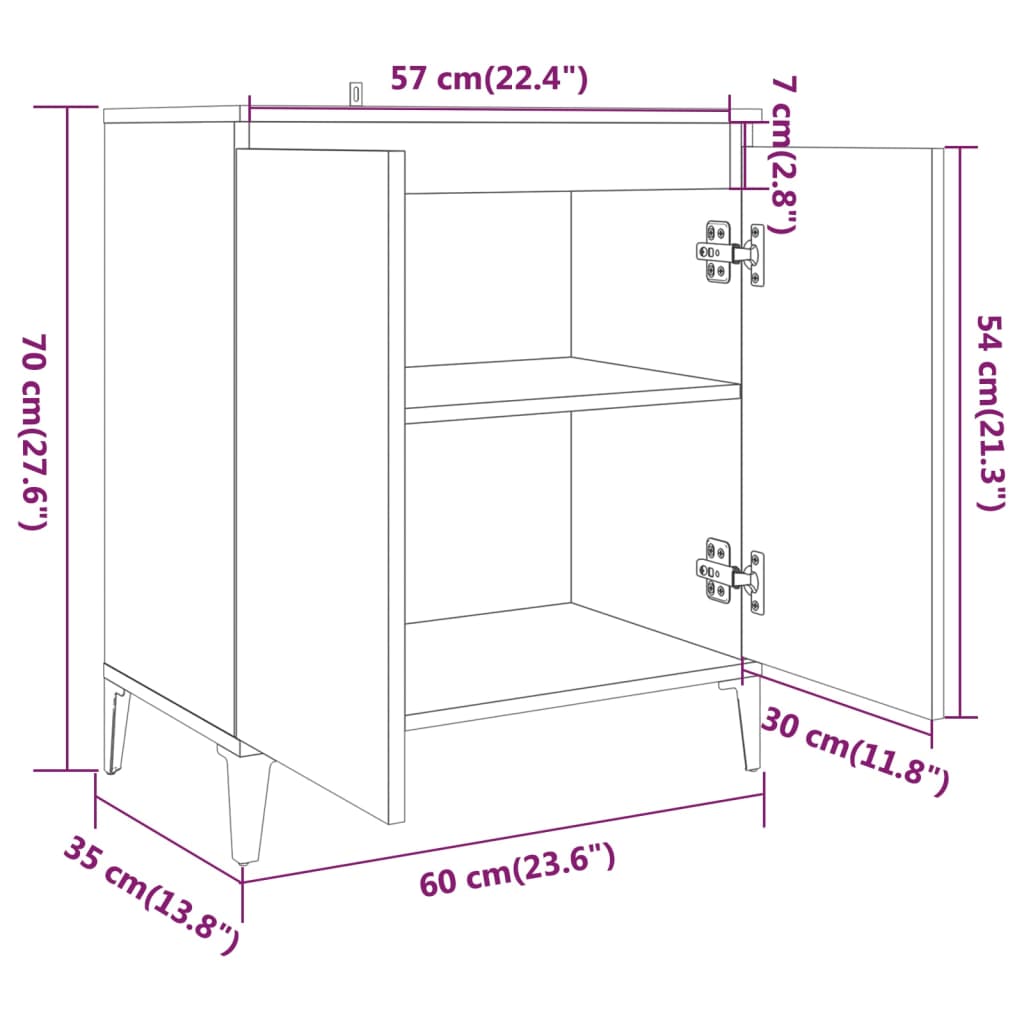 Credenza Rovere Marrone 60x35x70 cm in Legno Ingegnerizzato - homemem39