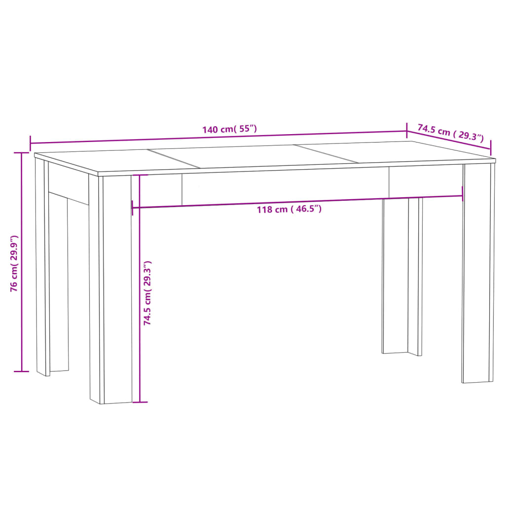 Tavolo da Pranzo Rovere Marrone 140x74,5x76cm Legno Multistrato - homemem39