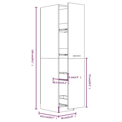 Mobile Farmacia Grigio Sonoma 30x42,5x150 cm Legno Multistrato - homemem39