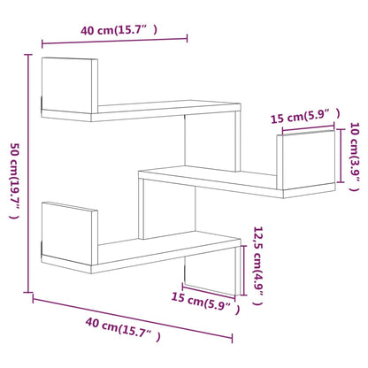 Scaffale Parete Angolo Rovere Anticato 40x40x50cm Multistrato - homemem39