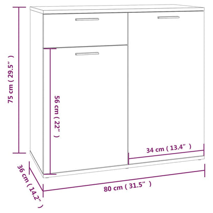 Credenza Rovere Fumo 80x36x75 cm in Legno Multistrato - homemem39