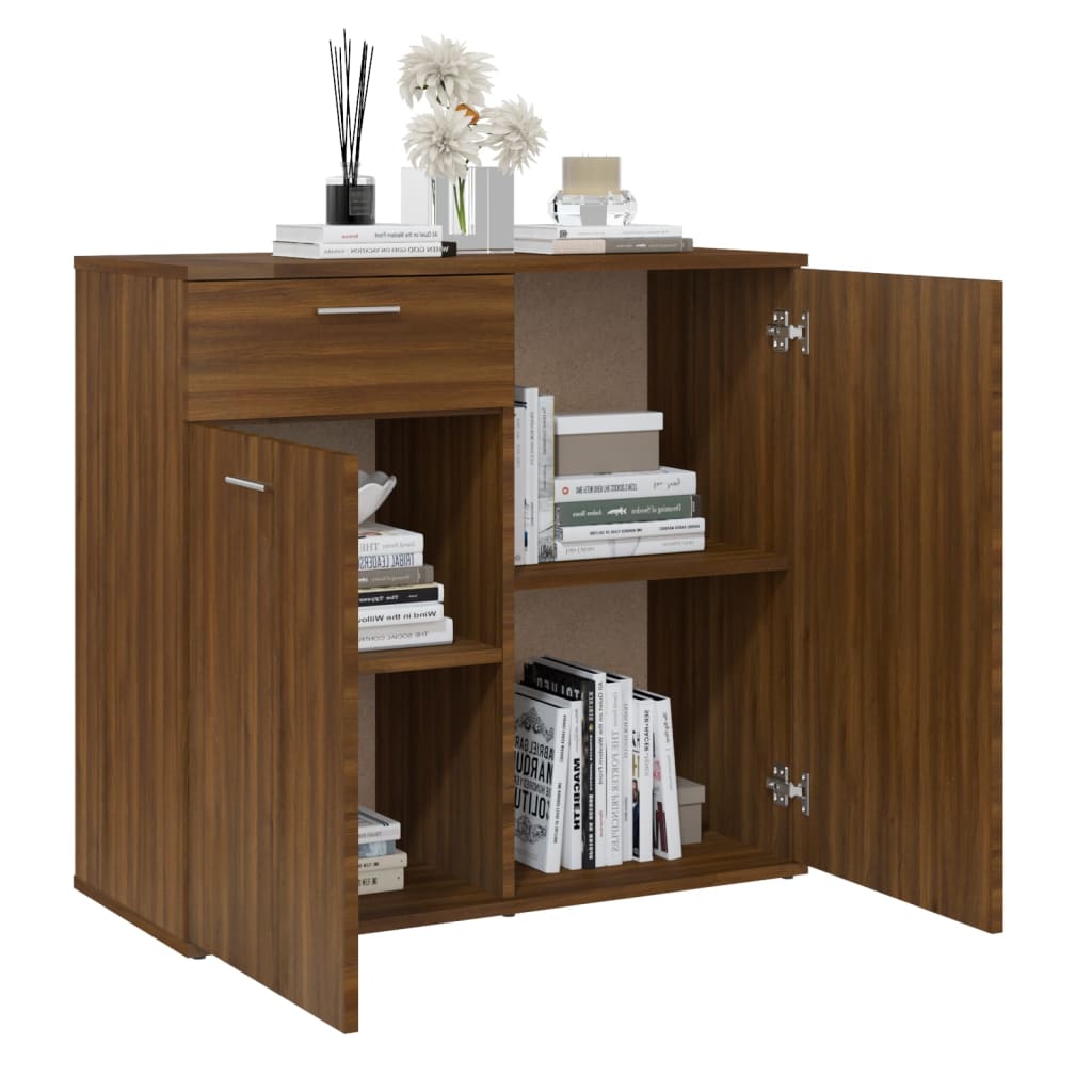 Credenza Rovere Marrone 80x36x75 cm in Legno Ingegnerizzato - homemem39