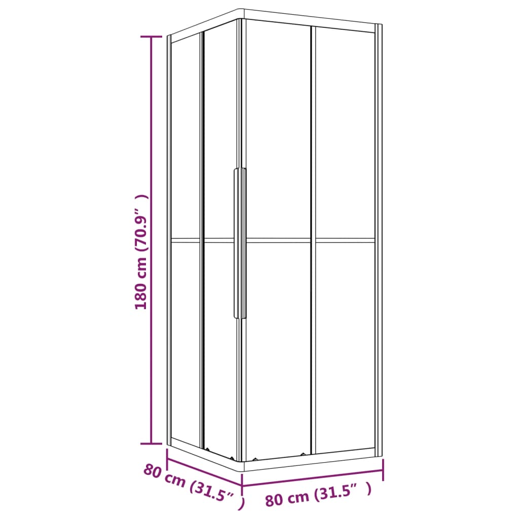 Cabina Doccia ESG Smerigliato 80x80x180 cm Nera - homemem39