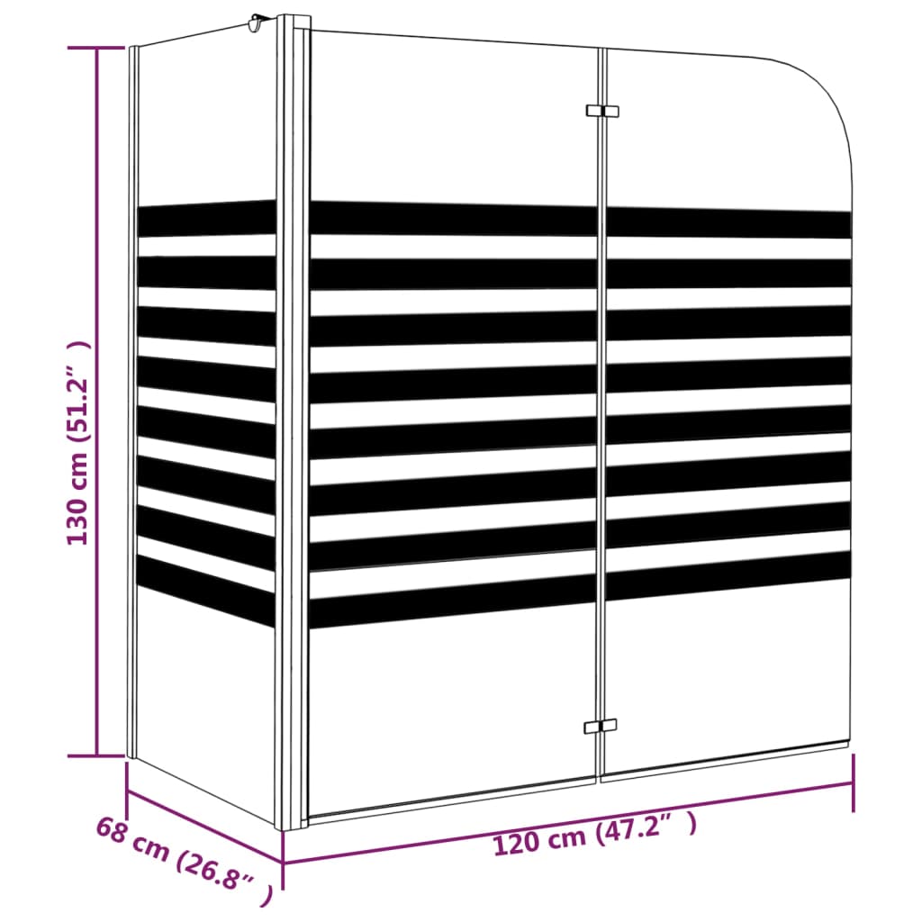 Box Doccia a Strisce 120x68x130 cm in Vetro Temperato - homemem39