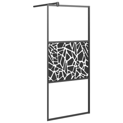 Parete Doccia Walk in 80x195cm Vetro ESG con Design Pietre Nero - homemem39