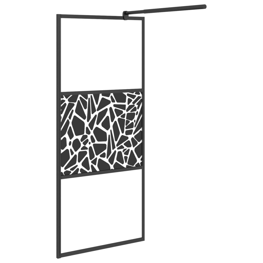 Parete Doccia Walk in 80x195cm Vetro ESG con Design Pietre Nero - homemem39