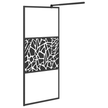 Parete Doccia Walk in 80x195cm Vetro ESG con Design Pietre Nero - homemem39