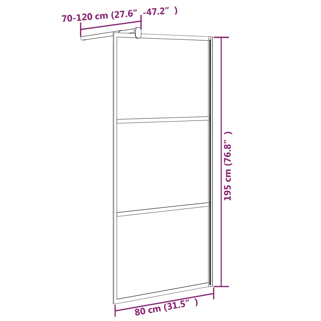 Parete Doccia Walk in 80x195cm Vetro ESG con Design Pietre Nero - homemem39