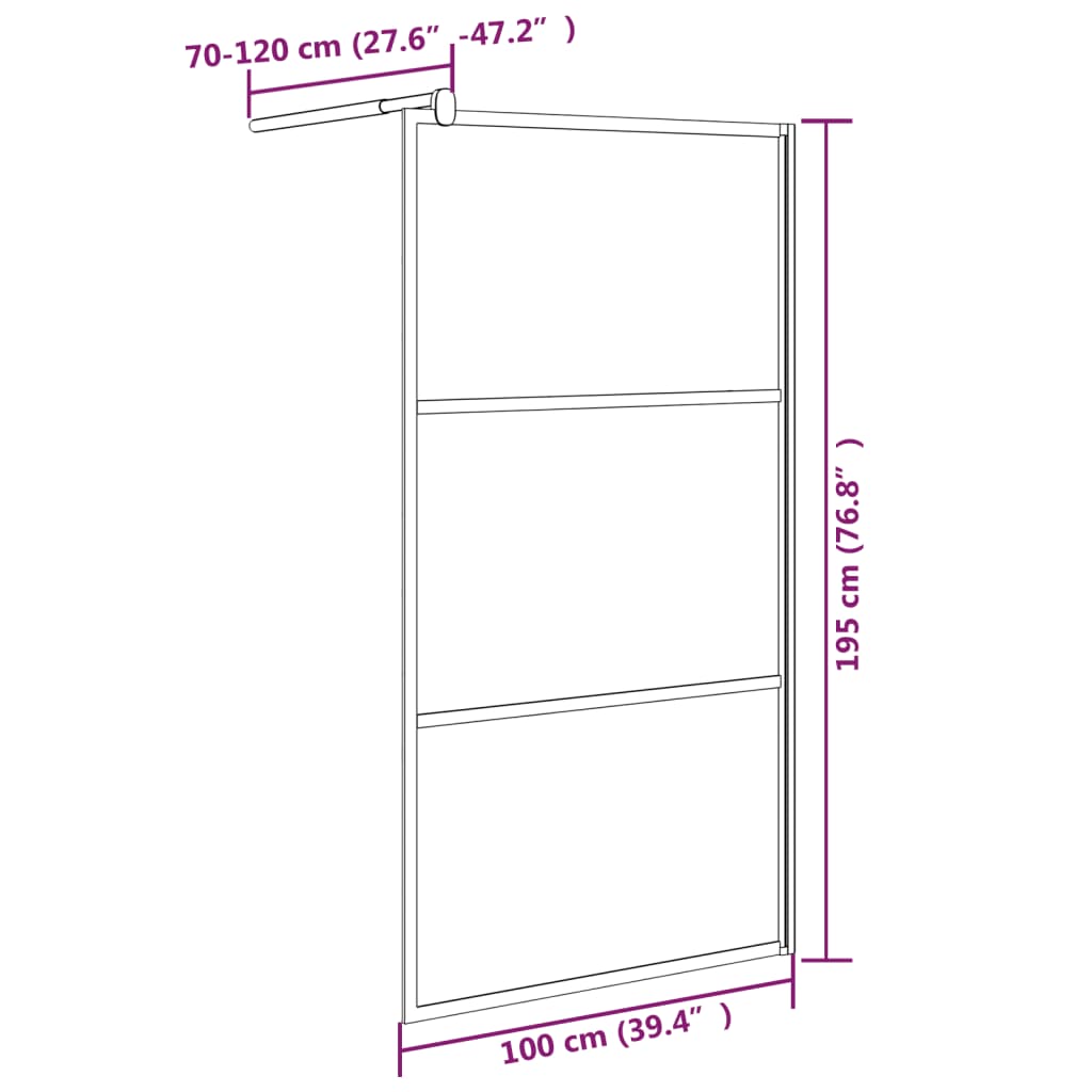 Parete Doccia Walk in 100x195 cm Vetro ESG Design Pietre Nero - homemem39