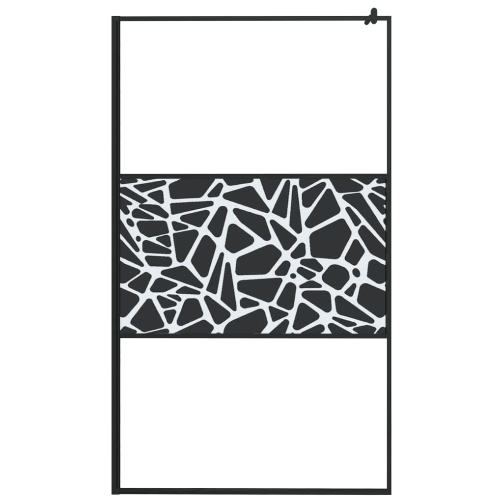 Parete Doccia Walk in 115x195 cm Vetro ESG e Design Pietre Nero - homemem39