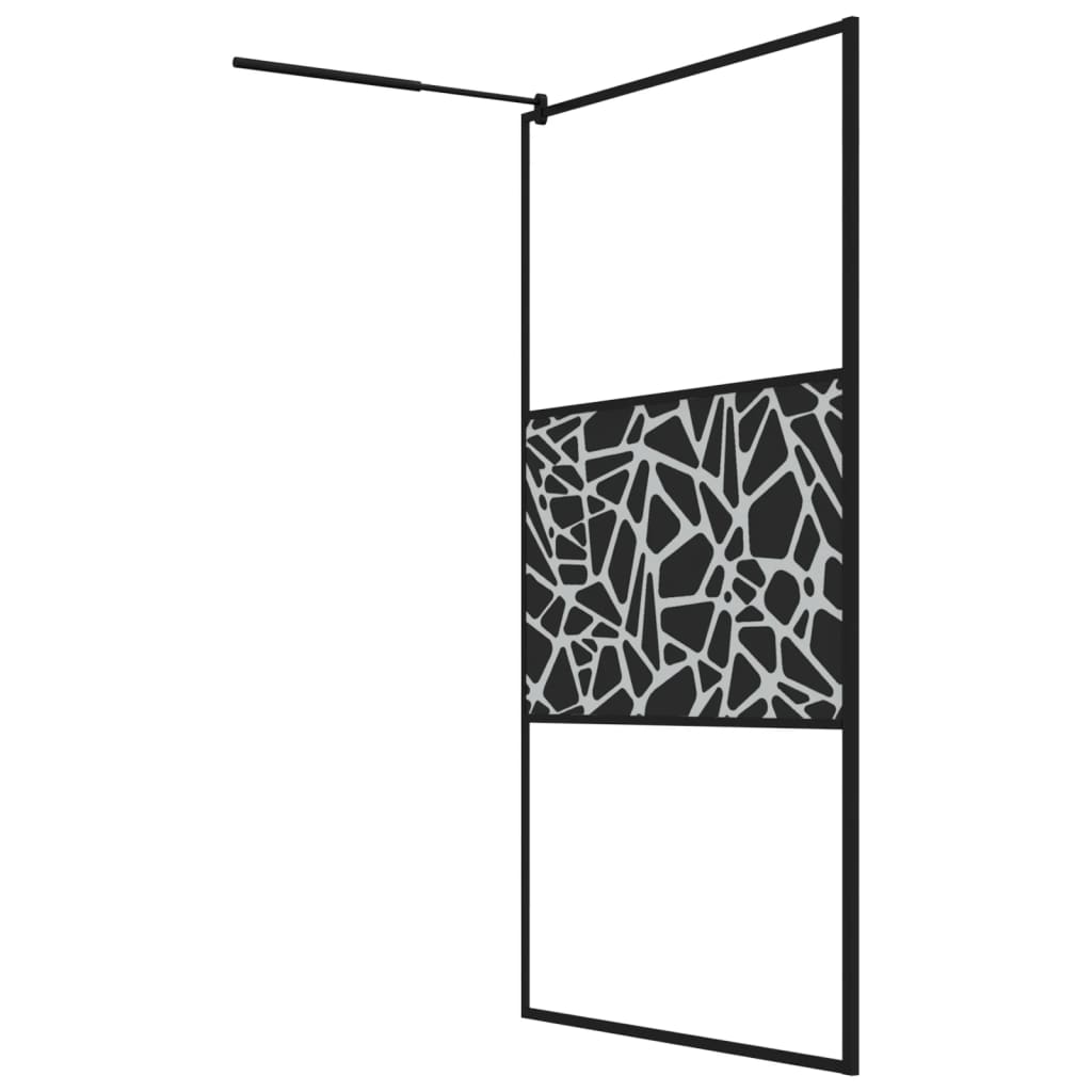 Parete Doccia Walk in 115x195 cm Vetro ESG e Design Pietre Nero - homemem39