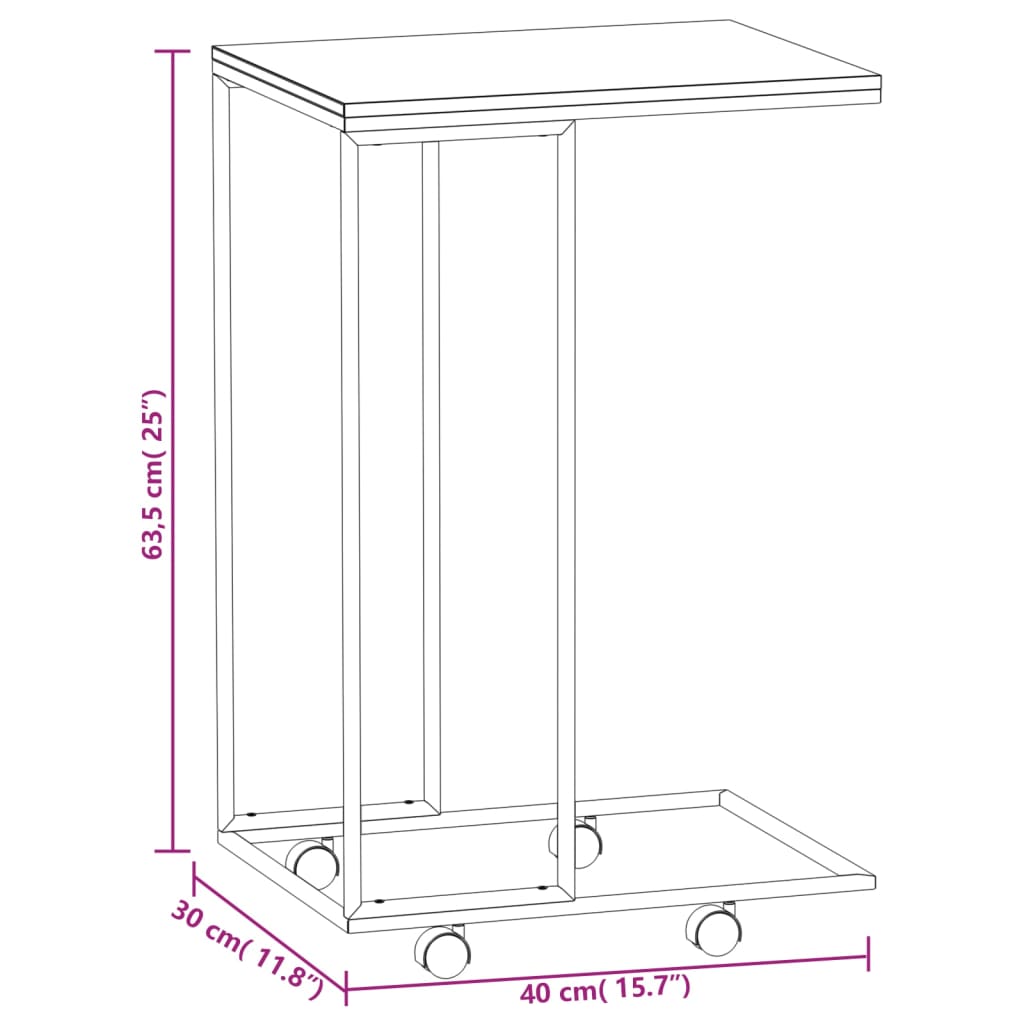 Tavolino con Ruote Bianco 40x30x63,5cm in Legno Ingegnerizzato - homemem39