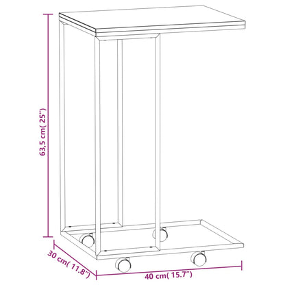 Tavolino con Ruote Bianco 40x30x63,5cm in Legno Ingegnerizzato - homemem39