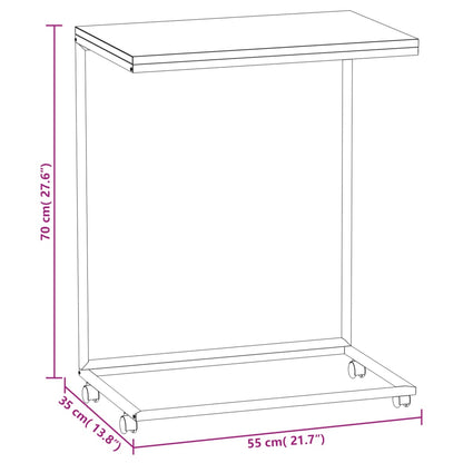 Tavolino con Ruote Nero 55x35x70 cm in Legno Multistrato - homemem39