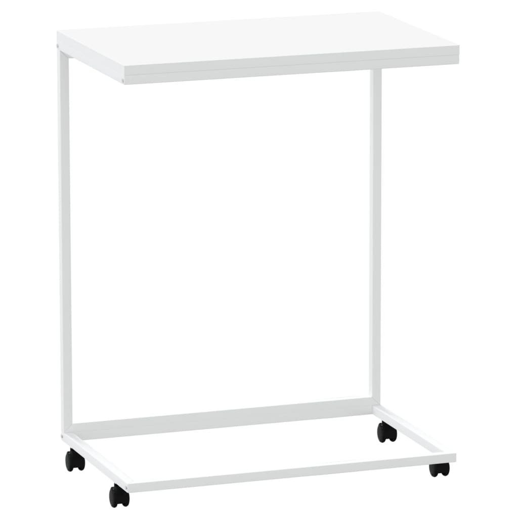 Tavolino con Ruote Bianco 55x35x70 cm in Legno Multistrato - homemem39