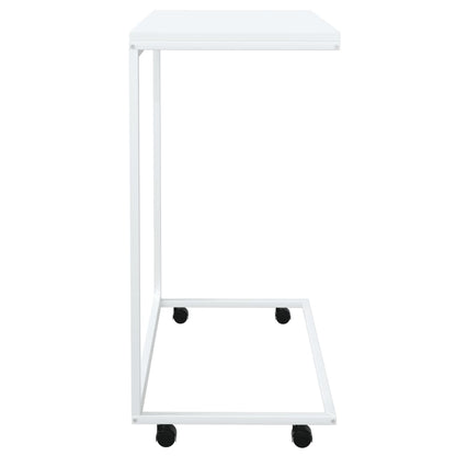 Tavolino con Ruote Bianco 55x35x70 cm in Legno Multistrato - homemem39