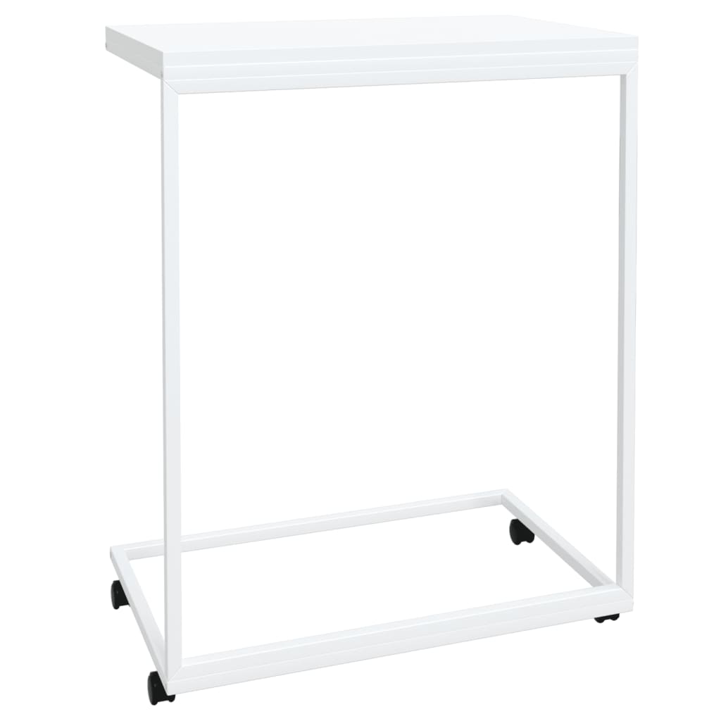 Tavolino con Ruote Bianco 55x35x70 cm in Legno Multistrato - homemem39